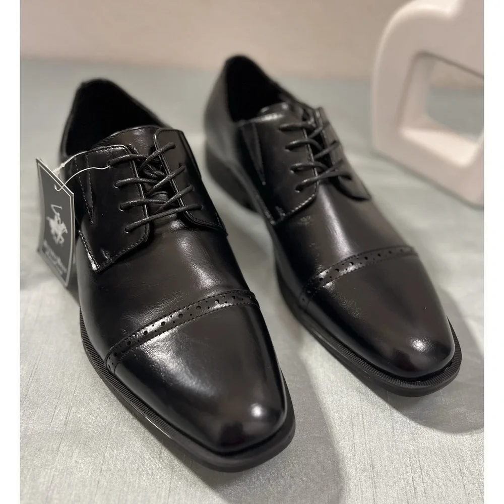 Beverly Hills Polo Club Men's Black Dress Shoes Damien New With Box Sizes 9.5